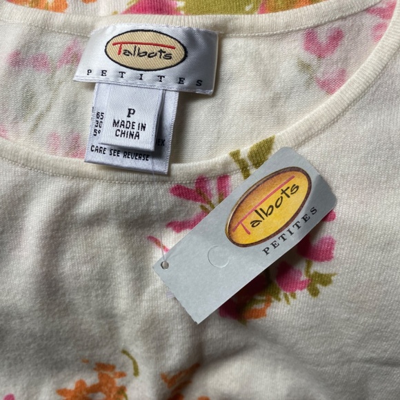 Talbots Petite Women's Twin Sweater Set Size PS Tank & Cardigan Floral NWT - Picture 9 of 9